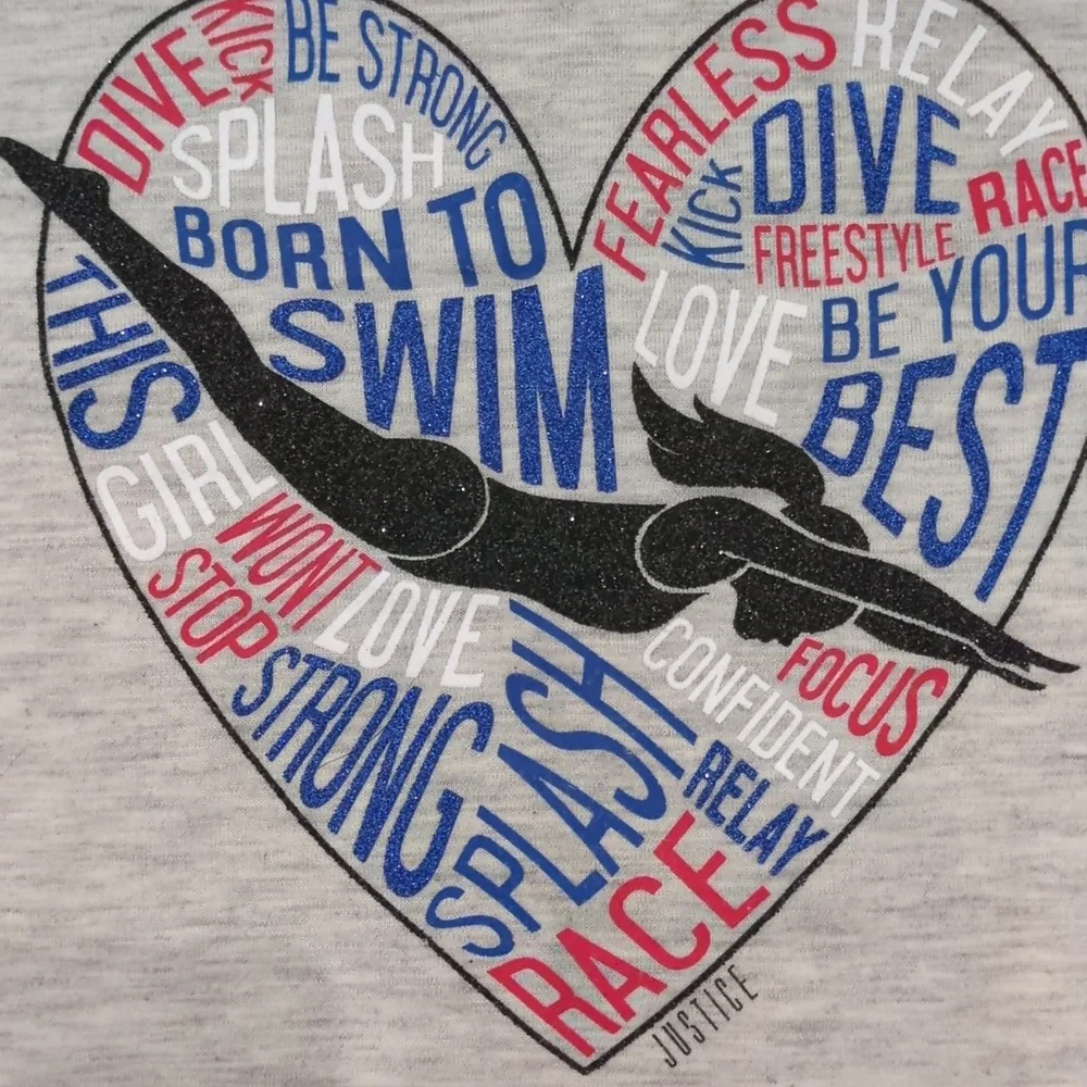 Justice | Swim Team Theme T-Shirt Grey Blue | 6